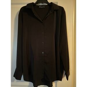 GUC Spring Season Women's Black Tunic Length Blouse Size XXL